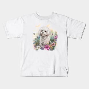 Maltipoo Floral Kids T-Shirt